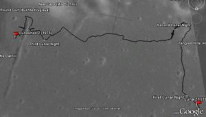 Trajeto completo do Lunokhod 1 na lua.